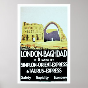 Vintage-Orient-Express-London-Baghdad-Reiseanzeige Poster