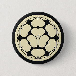 Vintage Oriental Blassgelb Chosokabe Japan Mon Button