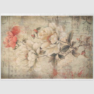 Vintage-Oriental-Pfingstrose-Blumen, Chinoiserie-K Seidenpapier