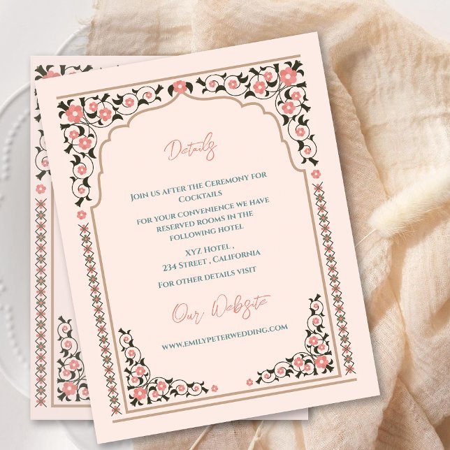 Vintage Orientale Rahmen Hochzeitsdetails Begleitkarte (Vintage Oriental Border Frame Wedding Details Enclosure Card)