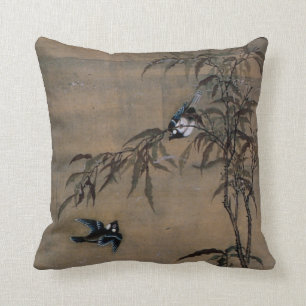 Vintage orientalische japanische Malerei von zwei Kissen