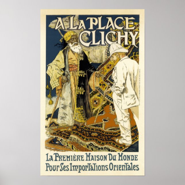 Vintage Orientalische Rug-Werbung Poster (Vorne)