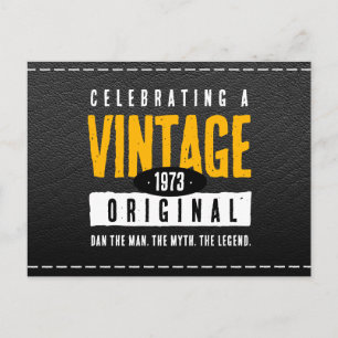 Vintage Original Schwarzes Leder Geburtsjahr Ankündigungspostkarte