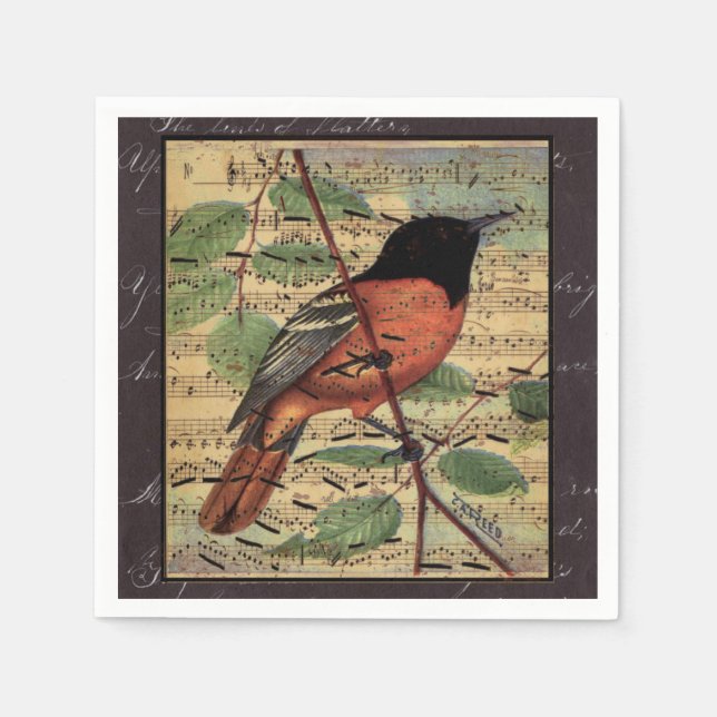 Vintage Oriole-Musik Serviette (Vorderseite)