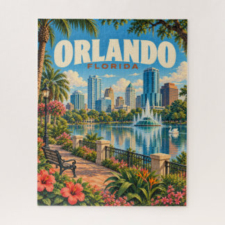 Vintage Orlando Florida Lake Eola Reiseplakat Puzzle