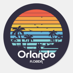 Vintage Orlando Florida Sonnenuntergang Runder Aufkleber