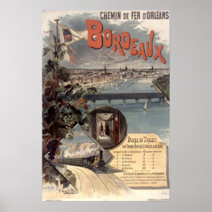 Vintage Orleans-Eisenbahn Paris nach Bordeaux Poster