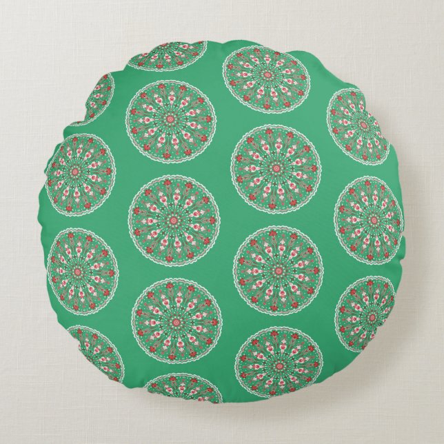 Vintage ornament holiday wrapping paper rundes kissen (Vorderseite)