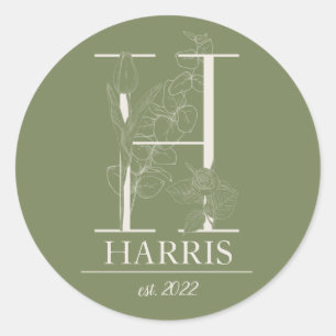 Vintage Ornament-Letter H Monogramm Runder Aufkleber