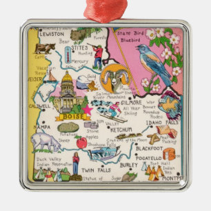 Vintage-Ornament mit Karte des US-Bundesstaates Id Ornament Aus Metall