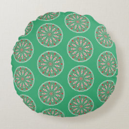 Vintage-Ornament-Weihnachtspapier Rundes Kissen