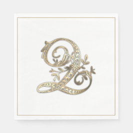 Vintage Ornamentales Gold Monogramm Q Serviette