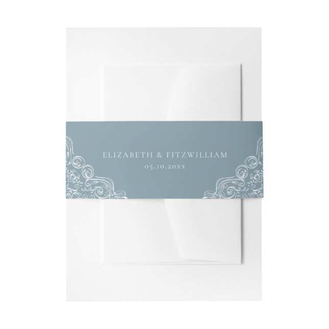 Vintage Ornamente Frame Blue Einladungsbanderole (Vorderseite Beispiel)