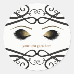 Vintage Ornamente Glamour Gold Make-up Wimpern Ges Runder Aufkleber