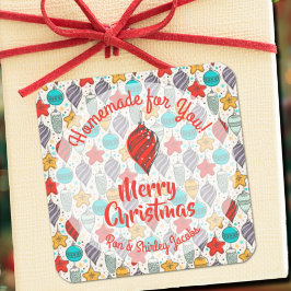 Vintage Ornamente hausgemachte Weihnachtsgebäck Quadratischer Aufkleber