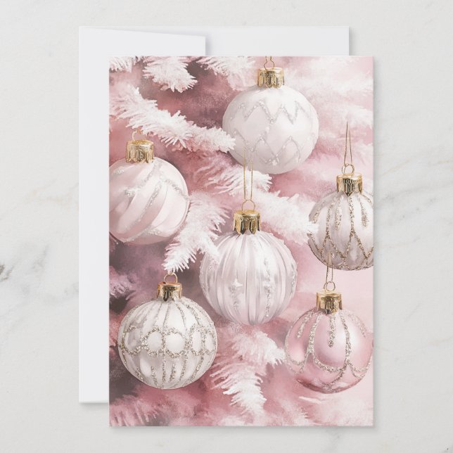 Vintage Ornamente in Weißrosa Weihnachten (Vorderseite)