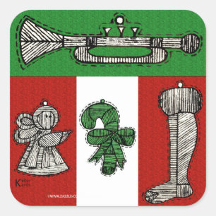 Vintage Ornamente Quadratischer Aufkleber