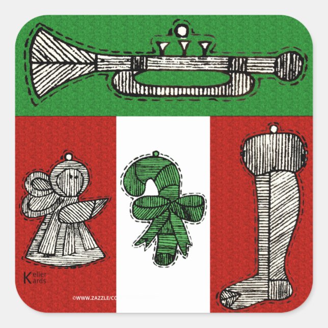 Vintage Ornamente Quadratischer Aufkleber (Vorderseite)