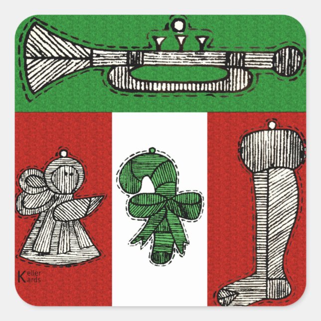 Vintage Ornamente Quadratischer Aufkleber (Vorderseite)