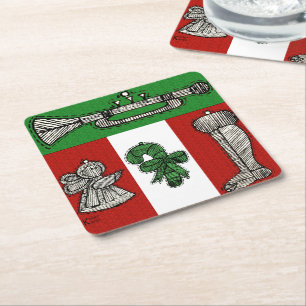 Vintage Ornamente Rechteckiger Pappuntersetzer