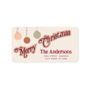 Vintage Ornamente Typografie Frohe Weihnachten Adressaufkleber