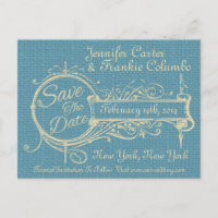 Vintage Ornamente und Burlap Save the Date
