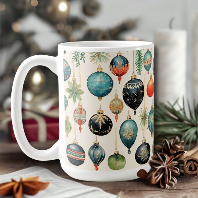 Vintage Ornamente Weihnachten Kaffeetasse (Vintage Ornaments Christmas Holiday Coffee Mug)