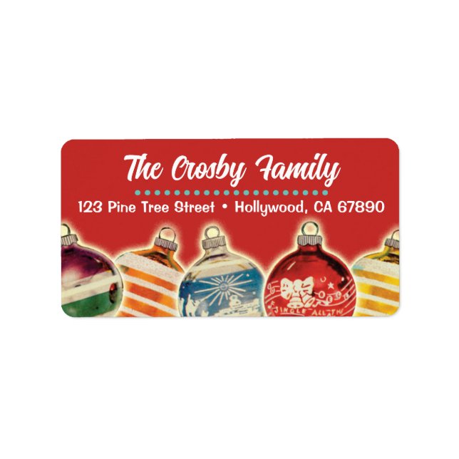 Vintage Ornamente Weihnachtskarte Adressetiketten (Vorne)