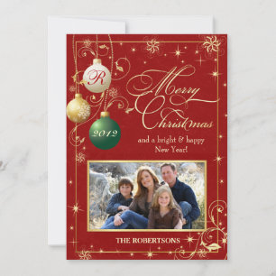 Vintage Ornamente Weihnachtskarte für Fotos Feiertagskarte