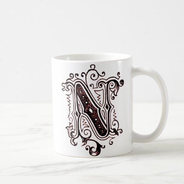 Vintage Ornamentik "N" - Tasse (Rechts)