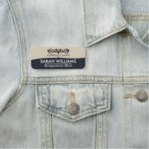 Vintage-Ornamentik-Tan-Blau-Geschäftsnamensschild