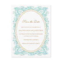 Vintage Ornate Blau & Gold Save-the-Date-Karte