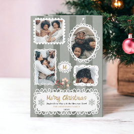 Vintage ornate frames Christmas family 5 photos Feiertagskarte