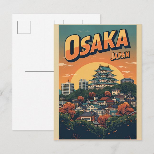 Vintage OSAKA japan island of Honshu gifts Postkarte (Vorne/Hinten)