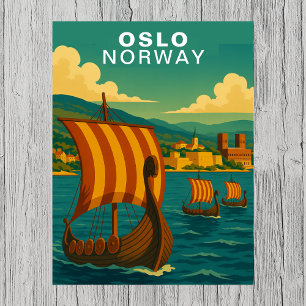 Vintage Oslo Norwegen Skandinavische Hafen Reise Postkarte