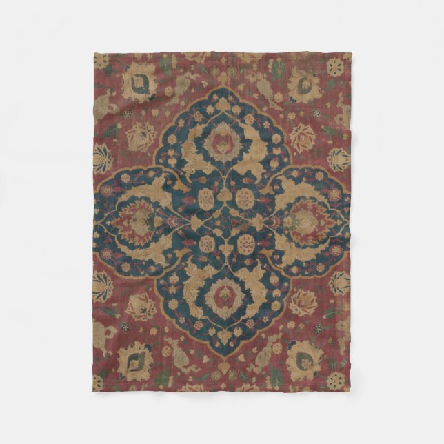 Vintage Ostasian Red Pattern Fleecedecke (Vorderseite)