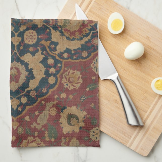 Vintage Ostasian Red Pattern Geschirrtuch (Viertel Falte)