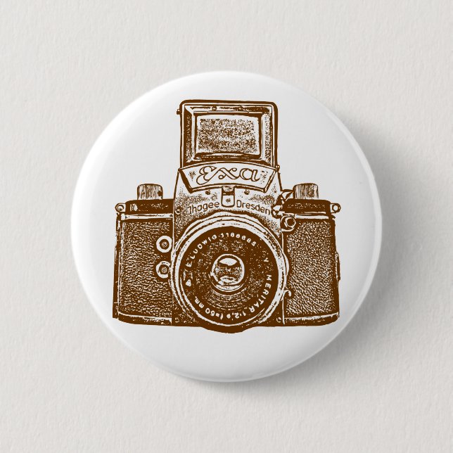 Vintage ostdeutsche Kamera - braun Button (Vorderseite)