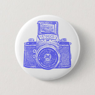 Vintage Ostdeutsche Kamera - Elektrisches Blau Button