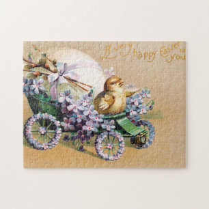 Vintage-Oster-Ei-Küken-Blumensträuße Puzzle