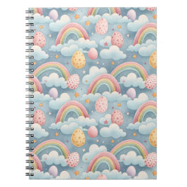 Vintage-Oster-Eier in Pastell-Regenbogen mit Wolke Notizblock