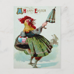 Vintage-Oster-Hühner-Postkarte Postkarte