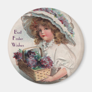 Vintage-Oster-Mädchen-mit-Haube-Magnet Magnet