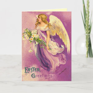 Vintage Osterangel-Segenkarte Feiertagskarte