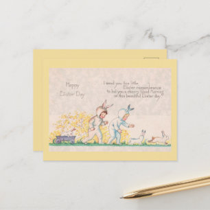 Vintage Osterbabys & Bunny Rabbits Niedlich gelb Postkarte