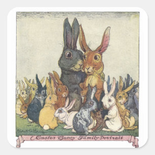 Vintage Osterbaumfamilie Quadratischer Aufkleber