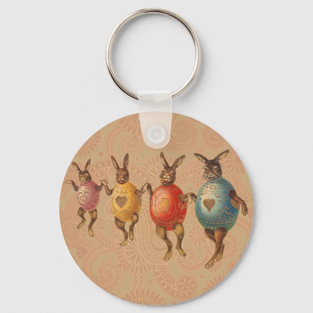 Vintage Osterbrunnes tanzen mit Ei Kostümen Schlüsselanhänger (Vorderseite)