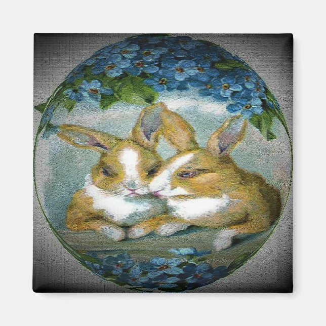 Vintage OsterBunnies, getexturiertes Bild, ZSSG Magnet (Vorne)