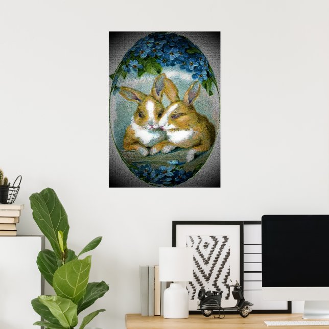 Vintage OsterBunnies, getexturiertes Bild, ZSSG Poster (Heimbüro)