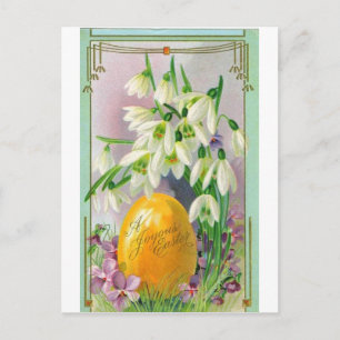 VINTAGE OSTEREI- UND SCHNEEFFALLS-BLUME GRÖSSE FEIERTAGSPOSTKARTE